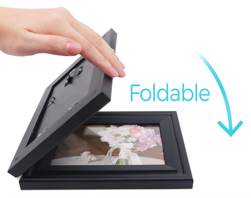 JD Concept Vertical Horizontal Combo, Double 5x7 Black Wood Art Picture Frame, Foldable Opening 4.5x6.5 Photo Frame, Portrait and Landscape View Standing on Desk - Image 3